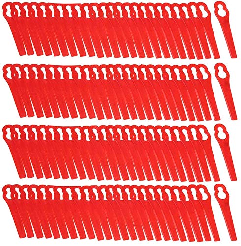 prosperveilUK Ersatzmesser-Set Rasentrimmer-Zubehör 100 Stück Kunststoffmesser für Akku-Rasentrimmer Bosch, Einhell, großen Lochdurchmesser is 12 mm, kleine Lochdurchmesser 7 mm (Rot) von prosperveilUK