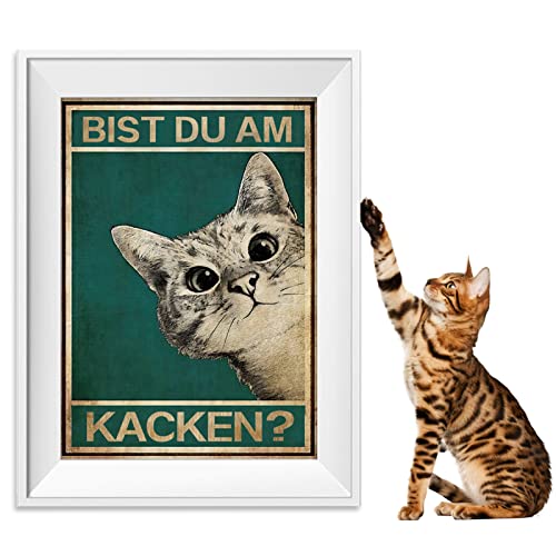 Katze Bild Poster, Vintage Cats Badezimmer Wand Bathroom Toilet WC Decoration Lustiger Spruch Gäste-Klo für Bade Wand Dekoration 21 x 30 cm von prota