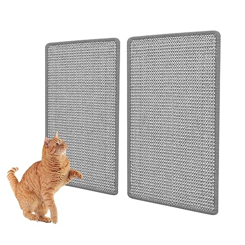 Katzenkratzmatte Sisal, 2 Pcs Katzen kratzmatte Natürlicher Sisalteppich kratzbretter Katze, mit Klebeband kratzmatte für Katzen Grau 50x25 cm von prota