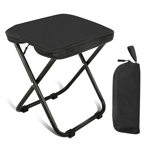 prota Camping Hocker Tragbarer Klapphocker, Leicht Sitz Falthocker für Reisen Wandern Garten Angeln Grillen Strand mit Aufbewahrungsbeutel (Schwarz) von prota