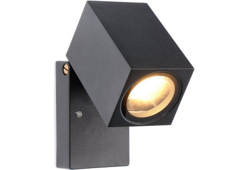 proventa LED Außen-Wandleuchte Außen-Wandleuchte, LED, schwarz 1x GU10 IP44 für LED und Halogen bis 35W schwenkbar von proventa