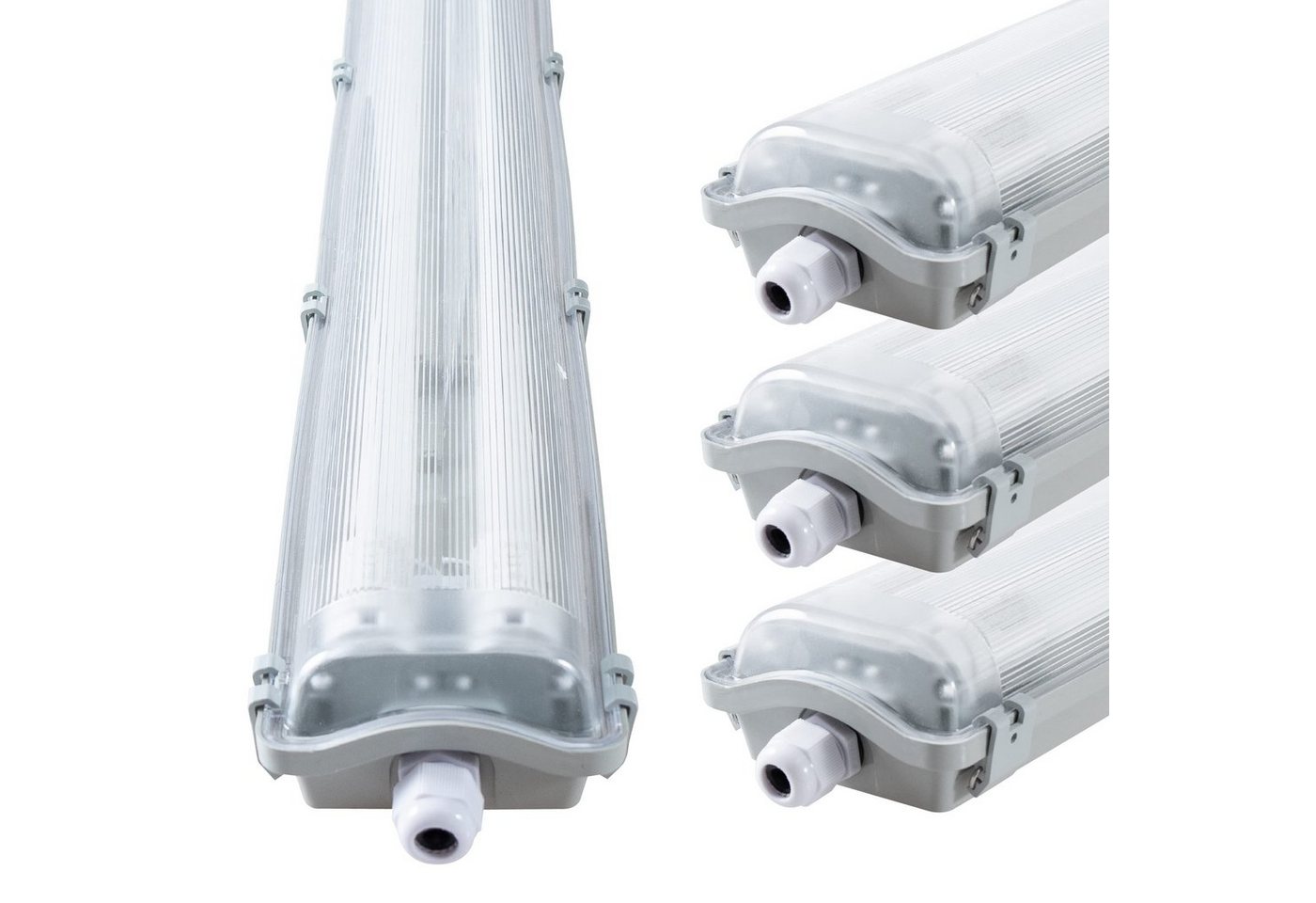 proventa LED Deckenleuchte Feuchtraumleuchte 120 cm, IP65, 4 Stück, 36 W, 4320 Lumen, Kunststoff von proventa