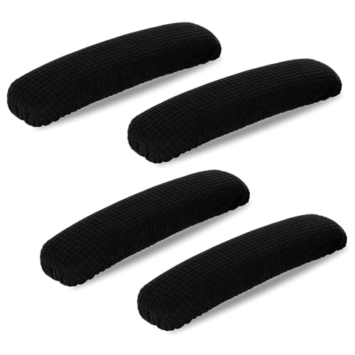prtsftrb 4 Pcs Bürostuhl Arm Armlehne Abdeckungen, dehnbar Polyester Bürostuhl Schutz Abdeckungen entlastet Ellenbogen Beschwerden Bürostuhl Bezug Armlehnen Polster (Schwarz) von prtsftrb