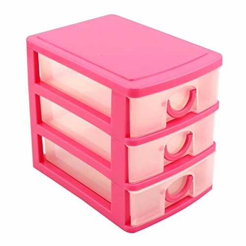 Pu Ran Aufbewahrungsbox mit Schubladen, geeignet für Schmuck und Kosmetikartikel, rose, Three Layers von pu ran
