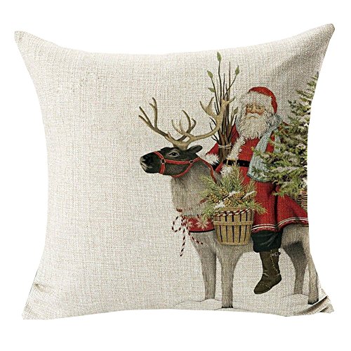 pu ran Kissenbezug mit Weihnachtsmann-Motiv und Rentier-Motiv, für Zuhause, Sofa-Dekoration, #28 von pu ran