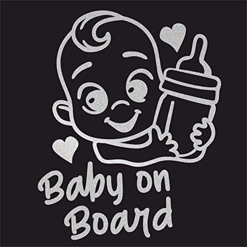 Baby on Board Aufkleber für Auto, Motorrad, Glas, Windschutzscheibe, Roller, Wohnmobil (Silber satiniert) von pubblimania