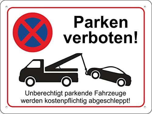 Pubblimania Parken verboten! | Schild 3mm Alu-Dibond Alu-Verbundplatte Parkverbots-Warnschild (Cm 30x40) (Parken verboten!) von pubblimania