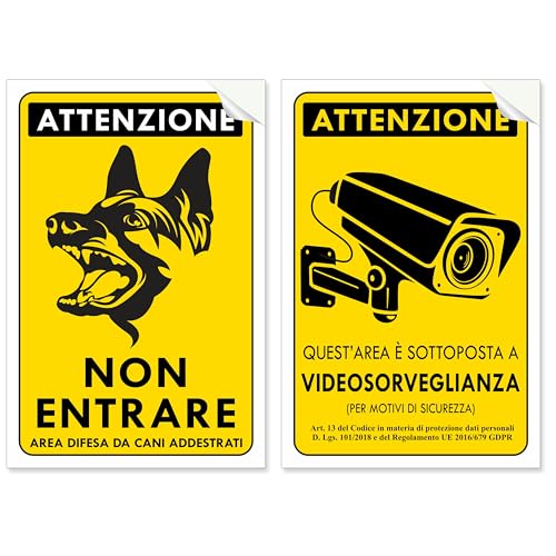 Pubblimania 2 Aufkleber für Hunde und Videoüberwachung, 20 x 30 cm, weiche Folie, wasserdicht Pubblimania 2 Aufkleber für Hunde und Videoüberwachung, 20 x 30 cm, weiche Folie, wasserdicht von pubblimania