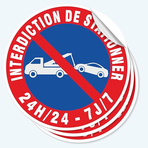 Pubblimania 3 Aufkleber Interdiction de stationner 24/24 cm 30 x 30 cm, weich, wasserdicht und waschbar (Interdiction de Stationner) von pubblimania