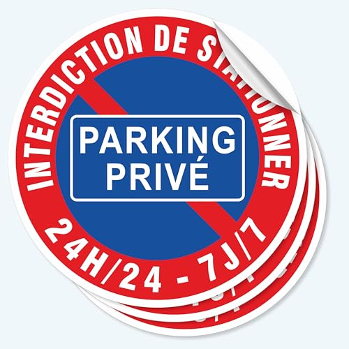 Pubblimania 3 Aufkleber Parking Privé 24/24 cm 30 x 30 cm, weich, wasserdicht und waschbar (Parking Privé 24/24) von pubblimania