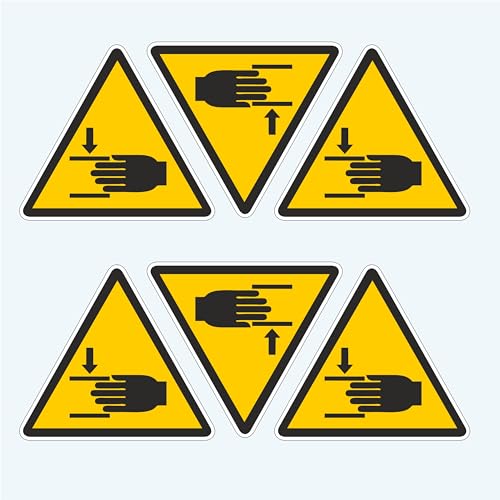 Pubblimania 6 Gefahrenaufkleber aus flexiblem PVC, für den Innen- und Außenbereich, 10 x 9 cm (6 x Handquetschen) von pubblimania