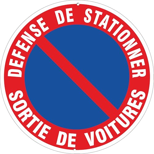 Pubblimania DEFENSE DE STATIONNER SORTIE DE VOITURES | Panneaux signalétiques ronds en starre aluminium d'une épaisseur de 3 mm, micro-perforés, extérieur/intérieur (Ø 30 cm) (SORTIE DE VOITURES) von pubblimania