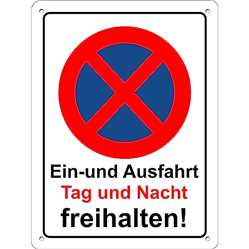 Pubblimania Ein und Ausfahrt Tag und Nacht freihalten! Aluminium, Metall, 3 mm dick, für den Außenbereich (Ein-und Ausfahrt Tag und Nacht 30x40) von pubblimania
