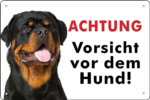 Pubblimania ROTTWEILER ACHTUNG vorsicht vor dem Hund! Aluminium-Verbundschild für den Außen- und Innenbereich, 3 mm stark (Cm 20x30) von pubblimania