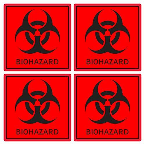 pubblimania BIOHAZARD Aufkleber Quadrat für den Außenbereich - innen (4 Biohazard Aufkleber) von pubblimania
