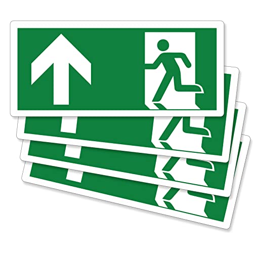 pubblimania 4 Stück Notausgang aus hochwertigem PVC, selbstklebend, für Außen und Innen (Cm 29 x 13) (4 Ausgänge oben) von pubblimania