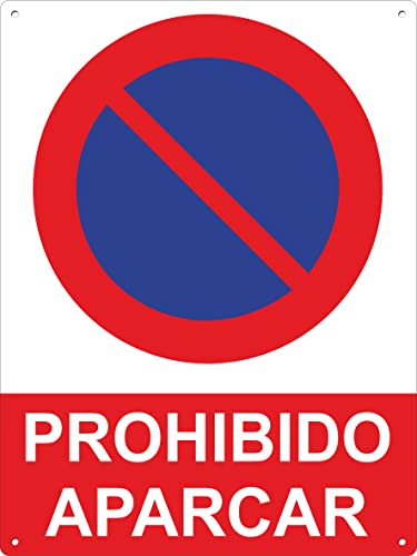 pubblimania PROHIBIDO APARCAR Cartel Señal de aluminio para exterior metal resistente grosor 3 mm | (Cm 30x40, Prohibido Aparcar) von pubblimania