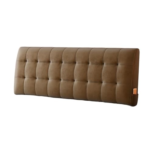 pujindu Rückenlehne Bett Kissen, Komfortabel Wandkissen Lesen Mit Abnehmbarem Mikrofaserbezug, Weich Kopfstütze fürs Bett Ohne Kopfteil, 6 Farben (Color : Brown, Size : 200x6x60cm) von pujindu