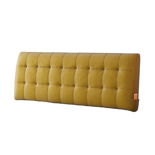 pujindu Rückenlehne Bett Kissen, Komfortabel Wandkissen Lesen Mit Abnehmbarem Mikrofaserbezug, Weich Kopfstütze fürs Bett Ohne Kopfteil, 6 Farben (Color : Yellow, Size : 190x6x60cm) von pujindu