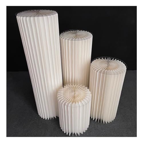 pujindu Zylinderständer Für Party, Faltbarer Display-Säulenständer Mit Acrylplatte, Hochzeit Tafelaufsatz Pappe Römische Säule, Papier Säule Blumenständer ( Farbe : Beige , Größe : Diameter 30cm/11.8i von pujindu