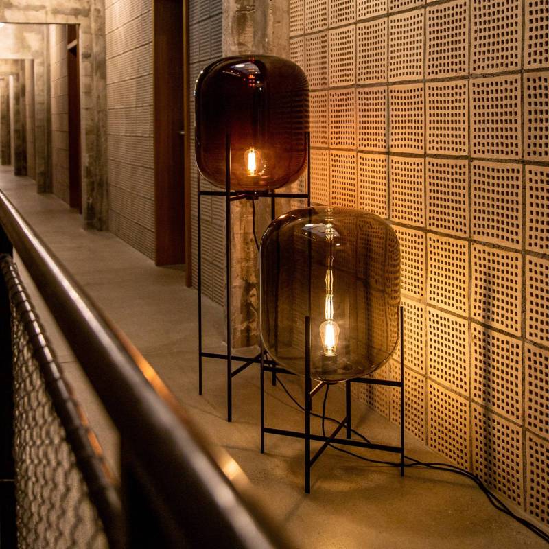 pulpo Stehleuchte Oda Medium, rauchgrau/schwarz, Höhe 85 cm von pulpo