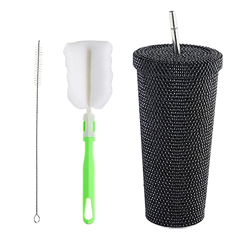 pulunto Diamant-Becher mit Nieten, glitzerndes Glitzerglas, 750 ml, isolierte Becher mit Deckel und Strohhalmen, glitzernder Strohhalm, Frauengeschenke pulunto Diamant-Becher mit Nieten, glitzerndes Glitzerglas, 750 ml, isolierte Becher mit Deckel und Strohhalmen, glitzernder Strohhalm, Frauengeschenke von pulunto