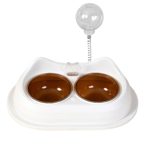 Katzennapf mit Leckerlis, erhöhter Doppel-Trinknapf, Fütterung, Bewässerung, Haustierbedarf für Katzen von pumpumlia