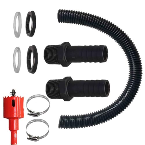Multifunktions-Regentonnen-Adapter-Set, Anschlüsse mit 100 cm Schlauch, geeignet für mehrere Fässer, Wassersysteme, Bewässerungslösung von pumpumlia