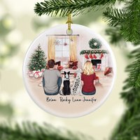 Paar Mit Hund Ornament, Familie Weihnachtsschmuck, Fell Neues Familienporträt Geschenk von puppyarts