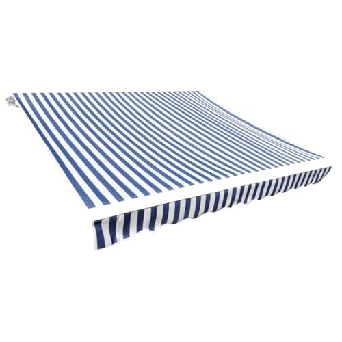 puraday Markisen Ersatzstoff 4x3 m Markisenbespannung Blau und Weiß Markiesenstoff Wasserdicht Polyester mit PU-Beschichtung von puraday