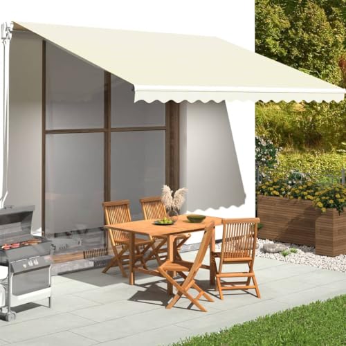 PURADAY Ersatz Markisentuch 430x345 cm Creme Sonnenschutz Markisenbespannung Ersatzstoff Garten Geeignete Markisenrahmen-Maße 4,5x3,5 m Außenwohnbereichs Schatten Veranda von puraday