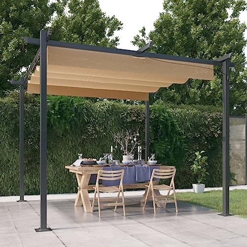 PURADAY Pavillon mit Ausziehbarem Dach 3x3 m Taupe Gartenpavillon Pergola Terrassenü Berdachung Freistehend für Familientreffen Und Verschiedene Outdoor-AktivitäTen Verwendet Werden von puraday