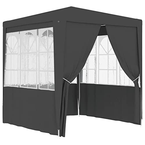 PURADAY Profi-Partyzelt mit Seitenwänden 2,5x2,5m Anthrazit 90 g/m² Festzelt Gartenpavillon Camping Tent Aufenthaltszelt Partyzelt Stabil für Gartenpartys Und Verschiedene Outdoor-Aktivitäten von puraday