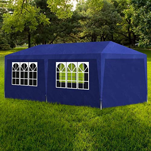 Partyzelt 3x6 m Blau Festzelt Gartenpavillon Aufenthaltszelt Camping Tent Partyzelt Wasserdicht Stabil für Gartenpartys Und Verschiedene Party Tent von puraday