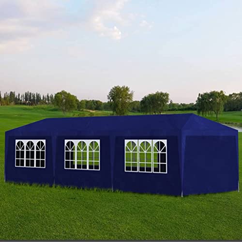 Partyzelt 3x9 m Blau Festzelt Gartenpavillon Aufenthaltszelt Camping Tent Partyzelt Wasserdicht Stabil für Gartenpartys Und Verschiedene Party Tent von puraday