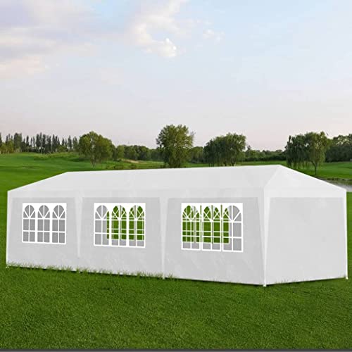 Partyzelt 3x9 m Weiß Festzelt Gartenpavillon Aufenthaltszelt Camping Tent Partyzelt Wasserdicht Stabil für Gartenpartys Und Verschiedene Party Tent von puraday