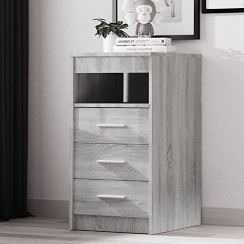 Puraday Sideboard mit Schubladen - Grau Sonoma 40x50x76 cm Holzwerkstoff Kommode für Wohnzimmer und Flur - Vintage-Stil von puraday