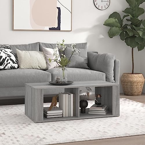 puraday 100x50x36 cm Couchtisch Holzwerkstoff Beistelltisch Couch Beistelltisch Sofa Living Room Furniture Wohnzimmertisch Couchtisch Holz Beistelltisch Holz Grau Sonoma Couchtisch mit Stauraum von puraday