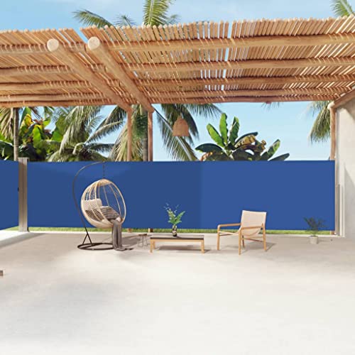 puraday 180x1200 cm Seitenmarkise Ausziehbar Blau Terrassen-Sichtschutz Stilvolle Seitenmarkise Sichtschutz Balkon Seitenwand Wind- Und Sonnenschutz Sichtschutz Und Einfache Installation von puraday