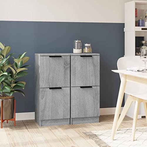 puraday 2 STK. Sideboards Grau Sonoma 30x30x70 cm Holzwerkstoff Kommode Holz Kommode Vintage Sideboard Holz Sideboard Vintage Sideboard Flur Kommode Mit Schubladen Sideboard Wohnzimmer von puraday