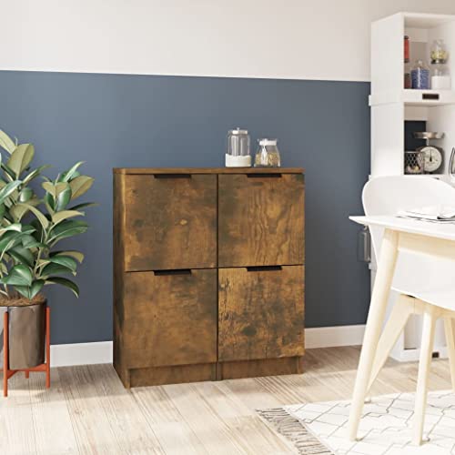 Puraday 2 STK. Sideboard Räuchereiche 30x30x70 cm Holzwerkstoff Kommode Mit Schubladen für Wohnzimmer und Flur Vintage Holz von puraday