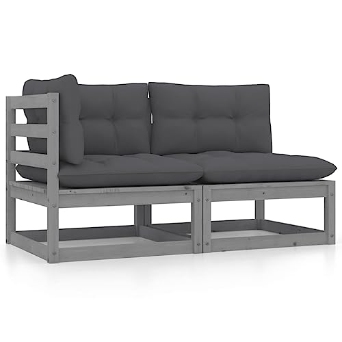 puraday 2-TLG. Garten-Lounge-Set mit Kissen Grau Kiefer Massivholz Lounge Gartenmöbel Set Outdoor Sofa Terassenmöbel Außen Balkon Sofa Gartenmöbel Zum Entspannen Genießen des Wetters Komfortables puraday 2-TLG. Garten-Lounge-Set mit Kissen Grau Kiefer Massivholz Lounge Gartenmöbel Set Outdoor Sofa Terassenmöbel Außen Balkon Sofa Gartenmöbel Zum Entspannen Genießen des Wetters Komfortables von puraday