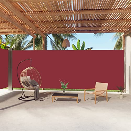 puraday 220x1000 cm Seitenmarkise Ausziehbar Rot Terrassen-Sichtschutz Stilvolle Seitenmarkise Sichtschutz Balkon Seitenwand Wind- Und Sonnenschutz Sichtschutz Und Einfache Installation von puraday