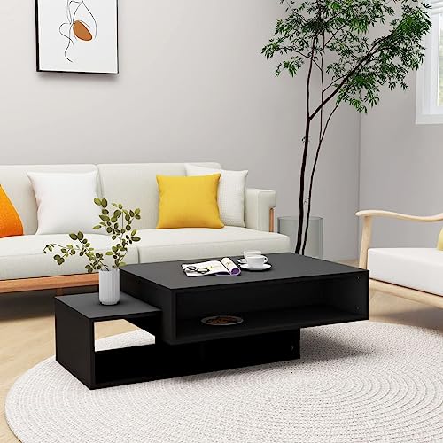 puraday Couchtisch 105x55x32 cm Schwarz Multifunktionstisch mit 3 Fächer Beistelltisch Holz Schlafzimmer Praktischen Coffee Table Robust Haltbarkeit Holzwerkstoff Metall Wohnzimmer von puraday
