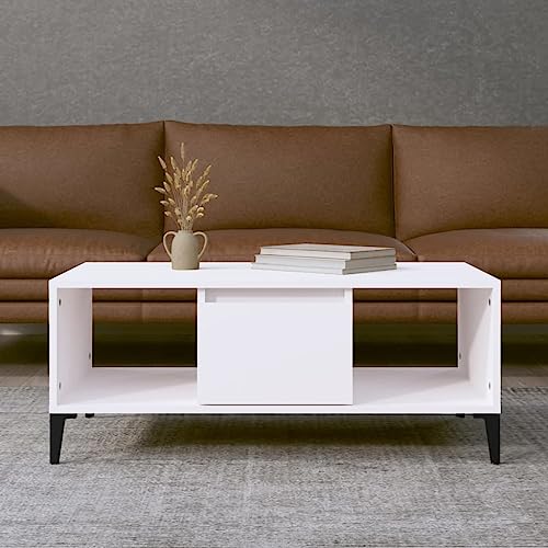 puraday Couchtisch 90x50x36,5 cm Beistelltisch Sofa Couchtisch Holz Beistelltisch Wohnzimmer Couchtisch mit Stauraum Couchtisch Rechteckig Beistelltisch Holz Weiß Holzwerkstoff von puraday