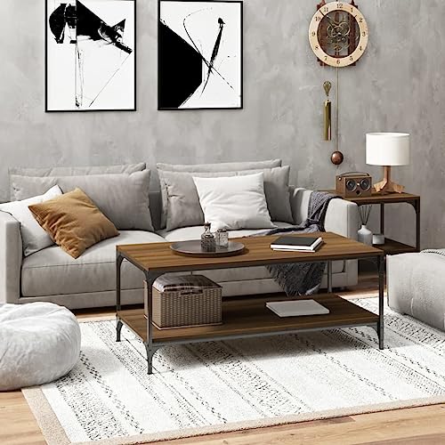 puraday Couchtisch Braun Eichen-Optik 80x50x40 cm Holzwerkstoff Beistelltisch Holz Side Table Beistelltisch Couch Beistelltisch Sofa Couchtisch Rechteckig Beistelltisch Wohnzimmer Couchtisch Holz von puraday