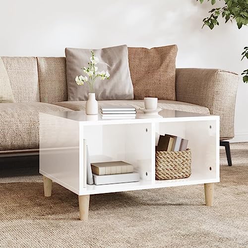 puraday Couchtisch Hochglanz-Weiß 60x50x36,5 cm Holzwerkstoff Couchtisch Industrial Couchtisch Skandinavisch Wohnzimmer Tisch Schlafzimmer Möbel Couchtisch Holz Couchtisch Quadratisch von puraday