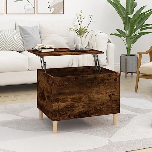 puraday Couchtisch Räuchereiche 60x44,5x45 cm Holzwerkstoff Beistelltisch Höhenverstellbar Couchtisch Holz Wohnzimmer Möbel Beistelltisch Holz Moderne Couchtische Beistelltisch Couch von puraday