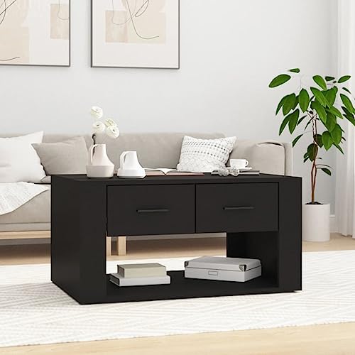 puraday Couchtisch Schwarz 80x50x40 cm Couchtisch Quadratisch Wohnzimmertisch Wohnzimmer Möbel Couchtisch Industrial Couchtisch mit Schubladen Couchtisch Holz Holzwerkstoff von puraday