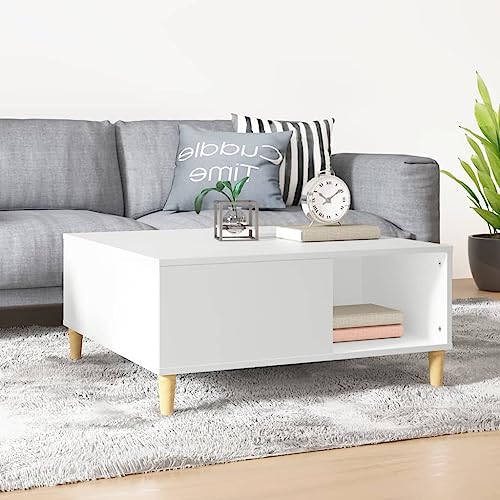 puraday Couchtisch Weiß 80x80x36,5 cm Holzwerkstoff Couchtisch Holz Beistelltisch Holz Couchtisch mit Stauraum Beistelltisch Couch Beistelltisch Sofa Living Room Furniture Wohnzimmertisch von puraday